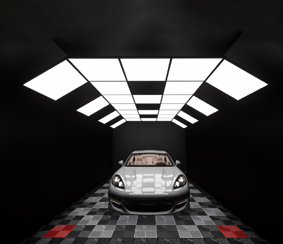Multi-angle LED panel arrangement delivering shadow-free detailing visibility