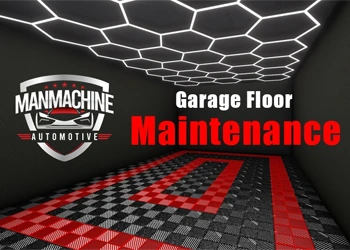 Close-up of garage floor maintenance process with durable interlocking tile surface